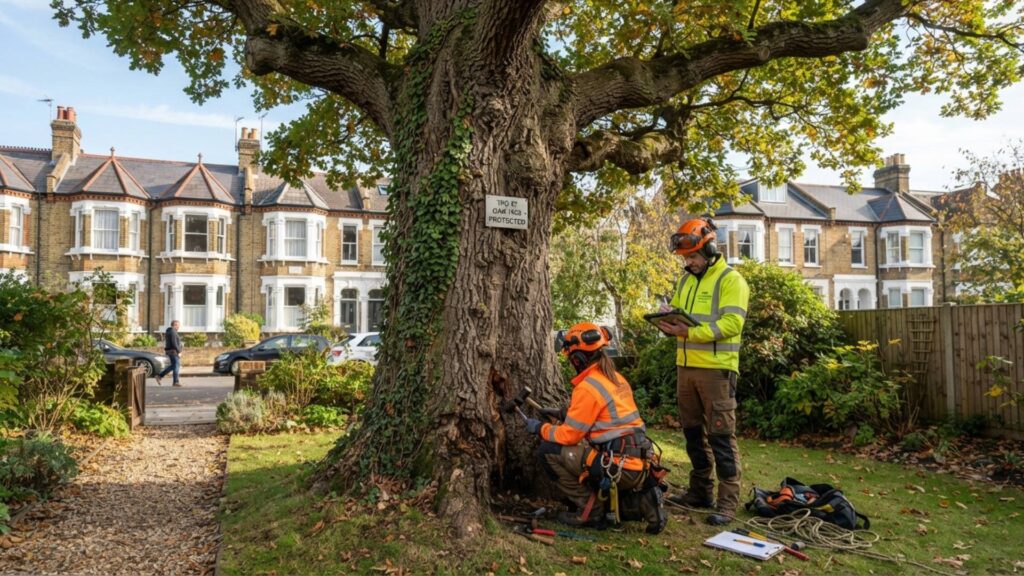 Arborists surveying a conservation area